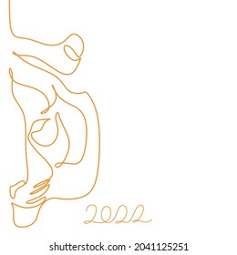 Happy new year 2022 year of the tiger, line art character. One Line Tiger 