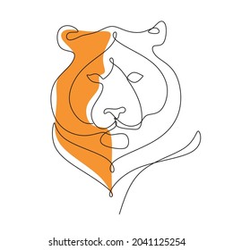 Happy new year 2022 year of the tiger, line art character. One Line Tiger 