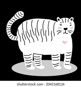 Happy new year 2022 new year tiger symbol of the year, . Isolated cartoon element. Congratulatory vector postcard. tiger vector isolated. Winter character for cards, invitations and children's games