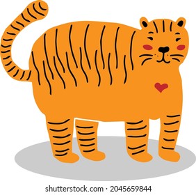 Happy new year 2022 new year tiger symbol of the year, . Isolated cartoon element. Congratulatory vector postcard. tiger vector isolated. Winter character for cards, invitations and children's games