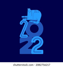 Happy new year 2022 year of tiger. Drawing tiger for poster, brochure, banner, invitation card. Vector isolated illustration