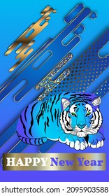 Happy new year 2022. Year of the tiger.  Great for New year cards, banners, headers, party posters.