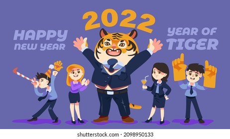 Happy New Year 2022 with Tiger Boss and Officeman
