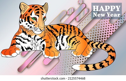 Happy new year 2022. Year of the tiger.  Great for New year cards, banners, headers, party posters. 