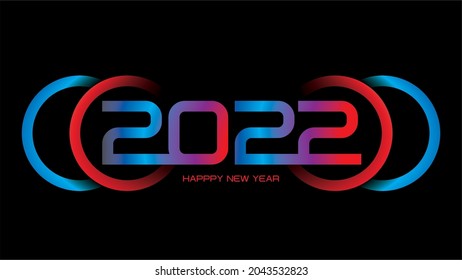 Happy new year 2022. Typographic deisgn. Dimension 16:9. Vector illustration.