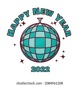 Happy New Year 2022 typographic emblems set. Vector logo, text design. Black, white and gold. Usable for banners, greeting cards, gifts etc.