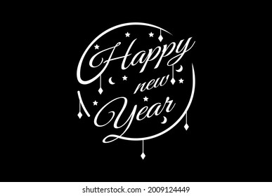 Happy New Year 2022 Typography Logo Background Design Vector