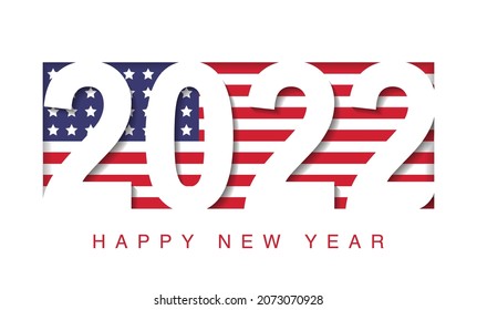 happy new year 2022 in usa united states flag. countries 2022 new year collection