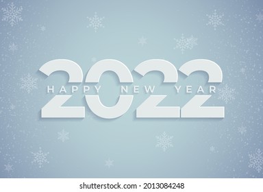 Frohes neues Jahr 2022. Vektorgrafik eines Feiertags aus Papier mit funkelnden Konfetti-Teilchen. Ein festlicher Event-Banner. Gestaltungselemente für Poster- oder Deckungskonstruktionen