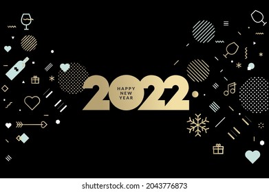 Happy New Year 2022. Vector illustration concept for background, greeting card, party invitation card, website banner, social media banner, marketing material.