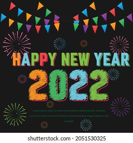 Happy new year 2022 - Vector graphic, typographic poster, vintage, label, badge, logo, icon or t-shirt