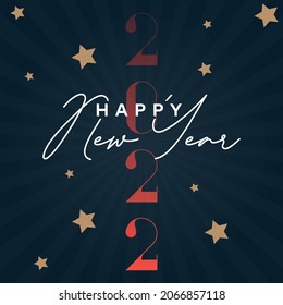 Feliz Año Nuevo 2022 ilustración vectorial para banner, medios sociales y tarjeta de saludo