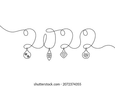 Feliz Año Nuevo 2022 fondo de texto vectorial con decoraciones navideñas. 