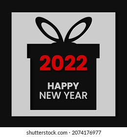 Happy New Year 2022 Vektordesign in Papierschnitt Stil mit Box und Text. Für ein Poster oder Banner und Flyer.