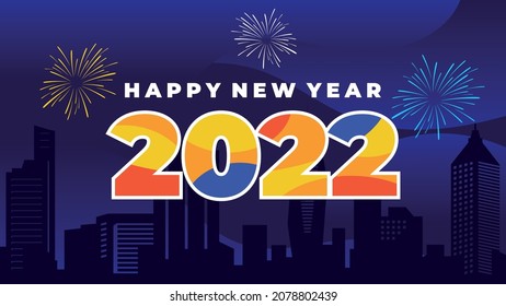 Happy New Year 2022 vector illustration. Happy New Year. Graphic design for the decoration of gift certificates, banners and flyer.