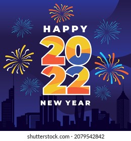 Feliz Año Nuevo 2022 ilustración vectorial. Feliz Año Nuevo. Diseño gráfico para la decoración de certificados de regalo, banners y volante.