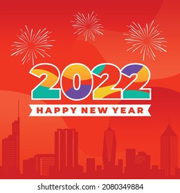 Happy New Year 2022 vector illustration. Happy New Year. Graphic design for the decoration of gift certificates, banners and flyer.