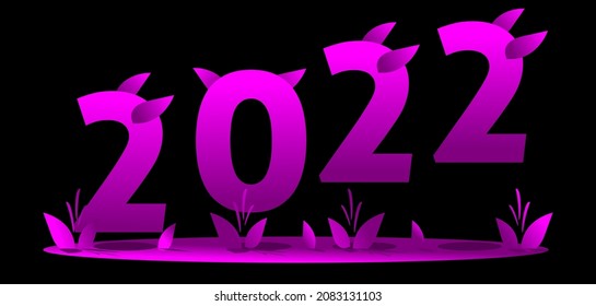 Happy new year 2022 vector design with purple violet velvet two thousand twenty two trends
