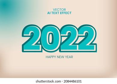 Feliz Año Nuevo 2022 diseño de efectos de texto vectorial para banner, ilustración, plantilla de diseño Brochure, tarjeta de color verde