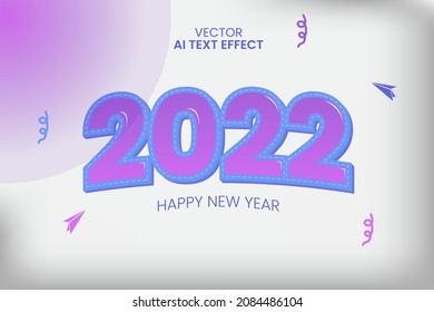 Happy New Year 2022 vector text effect design for banner, illustration, Brochure design template, card on white background