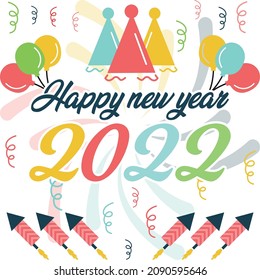 Happy New year 2022 vector background illustration design with colorfull elements