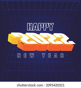 Happy New Year 2022 Vektor und sieht wie Spieldesign