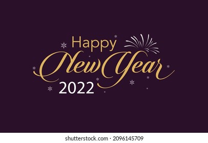 Feliz Año Nuevo 2022 diseño vectorial. afiche de tipografía de celebración, cartel o tarjeta de saludo. Feliz Año Nuevo con letras manuscritas aisladas en fondo blanco.