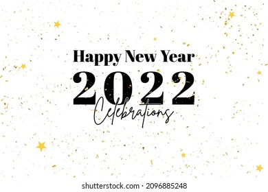 Happy New year 2022. Vector web banner, poster, greeting card gold logo 2022 on white background with golden glitter