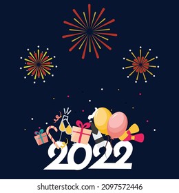 happy new year 2022 vector illustration design , party card and wishing card