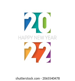 Happy new year 2022, vertical banner. Cover of business diary for 20 22 with wishes. The art of cutting paper. Brochure or calendar cover design template.