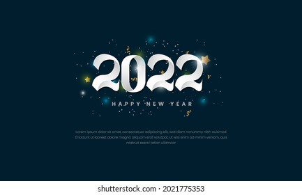 Happy new year 2022 with white number style. Template design for banner, poster, flyer, cover, web. Vector illustration