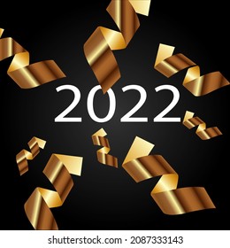 Happy new year 2022. White numbers  on dark  background. Holiday greeting card design.