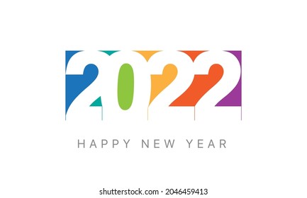 Happy New Year 2022 winter holiday greeting card design template. End of 2021 and beginning of 2022. The concept of the beginning of the New Year. The calendar page turns over and the new year begins.