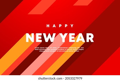 Happy New Year 2022 winter holiday greeting card design template. Party poster, Social web banner or invitation colorful abstract decoration. background vector editable design template.