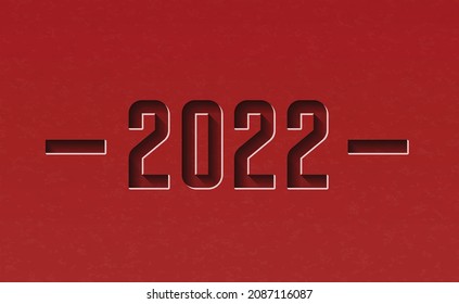 Happy New Year 2022 Wishing Celebration Red Stone Grove Cut Emboss Script Text Lettering Celebrate Festival Premium Modern Minimal Alphabet Numeric Letters Editable Vector File