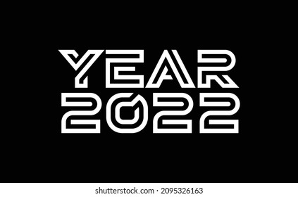 Happy New Year 2022 Wishing Celebration Two Stroke double lines Script Text Lettering Celebrate Festival Premium Modern Minimal Alphabet Numeric Letters Editable Vector File