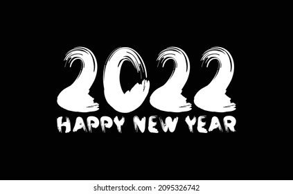 Happy New Year 2022 Wishing Celebration Chinese Handwriting Paint Brush Script Text Lettering Celebrate Festival Premium Modern Minimal Alphabet Numeric Letters Editable Vector File
