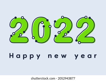 Happy new year 2022,green electric circuit Style, Design lettering templates for greeting cards, overlays, posters