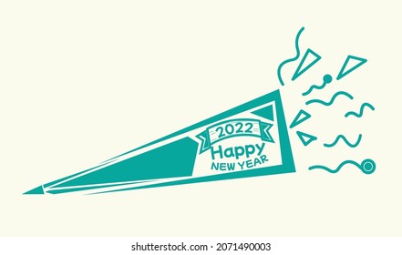 Happy  new year 2022trumpet illustration. year end celebrating . ads, poster, banner decoration  