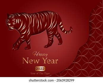 Happy New Year 2022.Year of the Tiger.Chinese new year 2022.Symbol of the year.Christmas poster,banner,gift card.