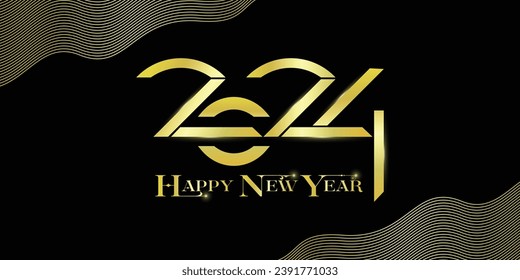 Happy New Year 2023 to 2024 logo text design. Number 2024 design template. Happy New Year 2024 symbol, poster, banner and media post template, invitation, celebration, vector art illustration