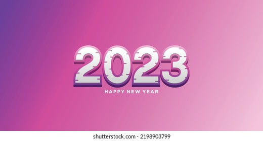 happy new year 2023, 2023 3d design on purple background