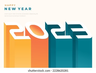 Happy new year 2023 3d full color. Modern new year typograph background