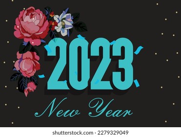 Happy new year 2023  with 3D hanging number. Greeting concept for 2023 new year celebration.2023 typography logo.