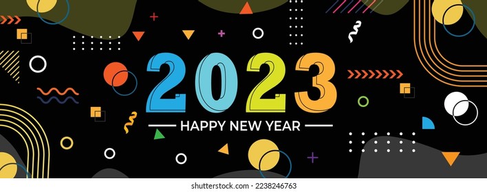 happy new year 2023 abstract creative background design.