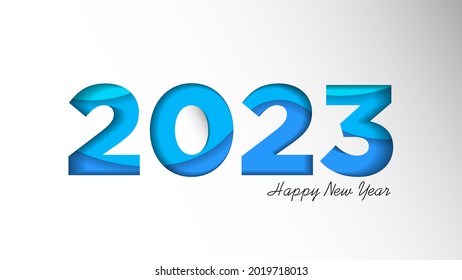 
Happy New Year 2023 Background Template. Holiday Vector Illustration of Paper Cut Numbers 2023. 2023 Paper Cut Background Festive Poster or Banner Design. Modern Happy New Year Background