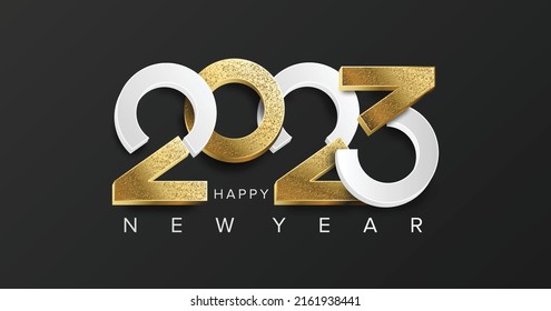 Happy new year 2023 background with 3D gold number