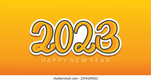 feliz año nuevo 2023 fondo con efecto 3d color naranja