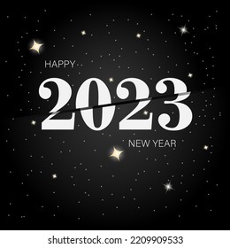 Happy New Year 2023 background text typography postcard