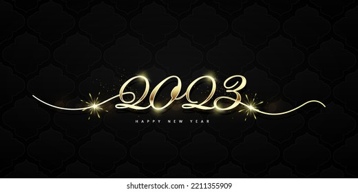 Happy New Year 2023 Background Design. Greeting Card, Banner, Poster. Vector Illustration.